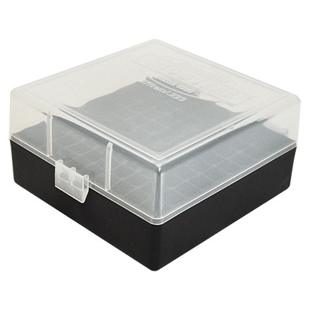 Hinged Top 100 Round Clear With Black Base Ammo Box 223 Remington, 300 AAC Blackout, etc.