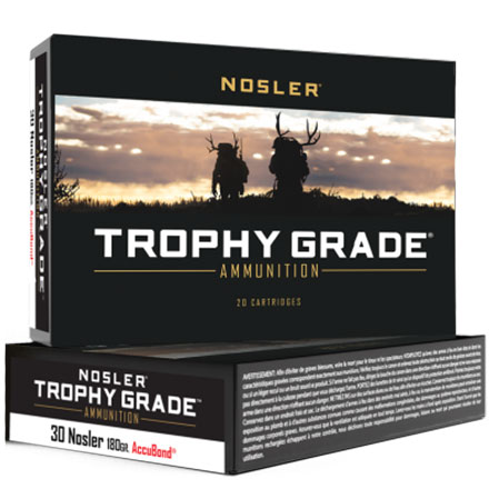 30 Nosler 180 Grain AccuBond Trophy Grade 20 Rounds