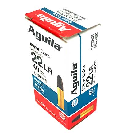 Aguila Super Extra 22 LR Standard Velocity Lead Solid Point 40 Grain 50 Rounds 1130 FPS