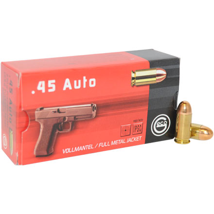 GECO 45 Auto 230 Grain Full Metal Jacket Round Nose 50 Rounds By Geco