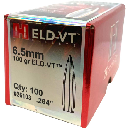 6.5mm .264 Diameter 100 Grain ELD-VT 100 Count