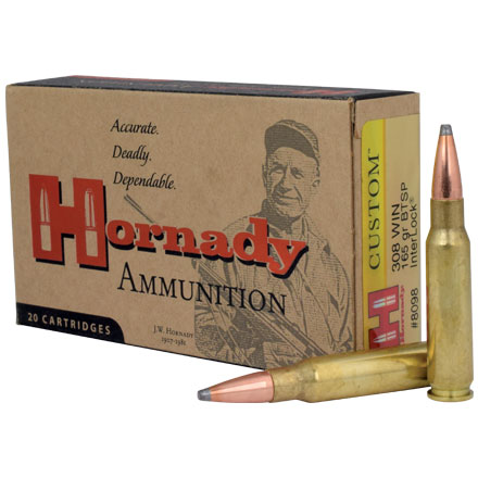 308 Winchester 165 Grain Boat Tail Spire Point 20 Rounds by Hornady