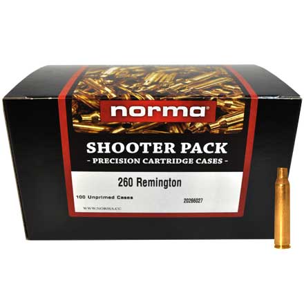 .260 Remington Unprimed Brass 100 Count Shooter Pack by Norma