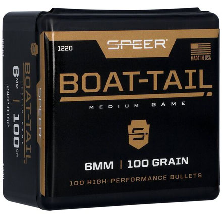 6mm .243 Diameter 100 Grain Spitzer Soft Point Boat Tail 100 Count