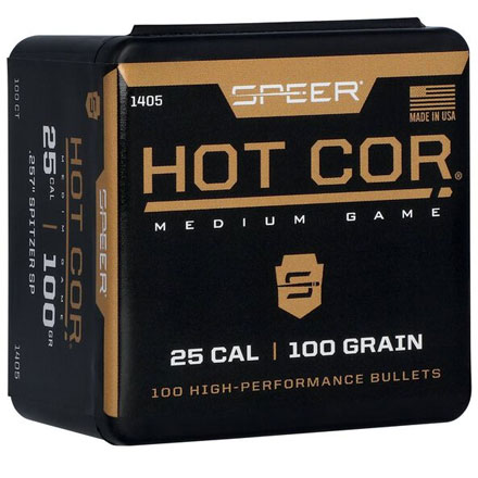 25 Caliber .257 Diameter 100 Grain Hot Cor Spitzer Soft Point 100 Count