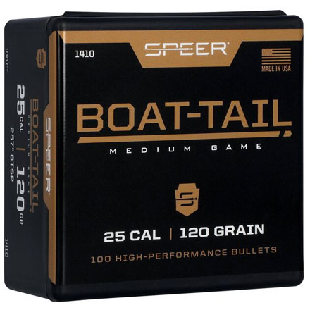 25 Caliber .257 Diameter 120 Grain Spitzer Soft Point Boat Tail 100 Count