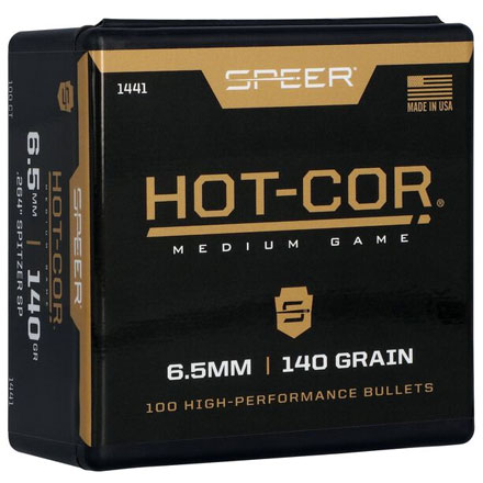 6.5mm 264 Diameter 140 Grain Hot Cor Spitzer Soft Point 100 Count