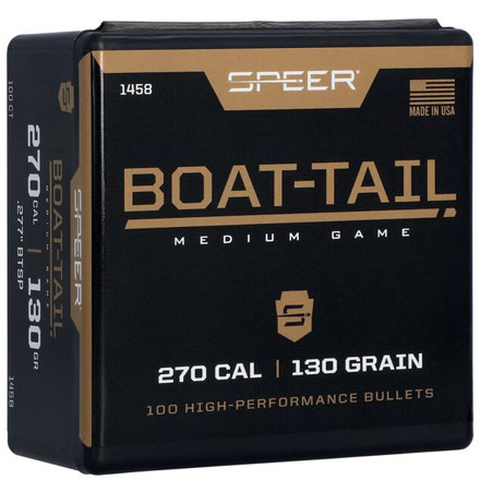 270 Caliber .277 Diameter 130 Grain Spitzer Soft Point Boat Tail 100 Count