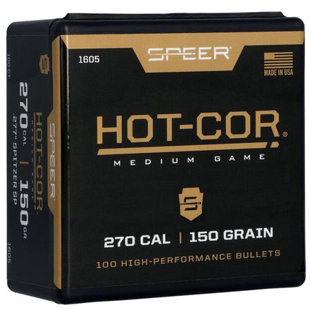 270 Caliber .277 Diameter 150 Grain Hot Cor Spitzer Soft Point 100 Count