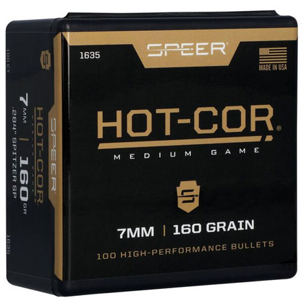 7mm .284 Diameter 160 Grain Hot Cor Spitzer Soft Point 100 Count