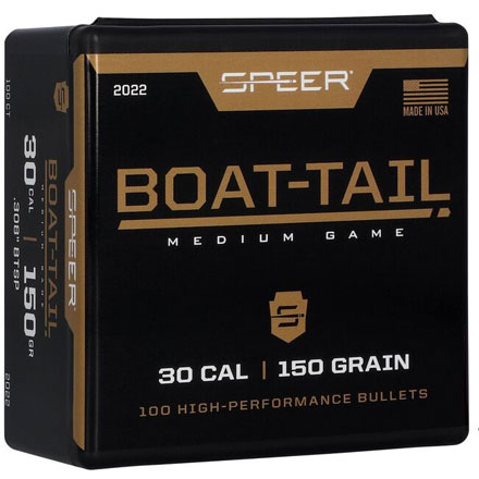 30 Caliber .308 Diameter 150 Grain Spitzer Soft Point Boat Tail 100 Count