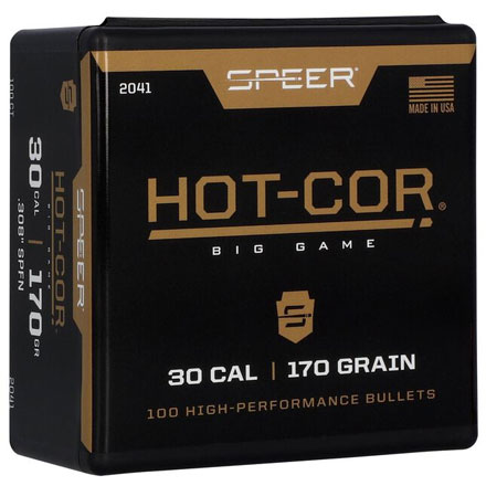 30 Caliber .308 Diameter 170 Grain Hot Cor Flat Nose 100 Count