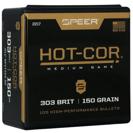 303 Caliber .311 Diameter 150 Grain Hot Cor Spitzer Soft Point 100 Count