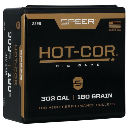 303 Caliber .311 Diameter 180 Grain Hot Cor Round Nose Soft Point 100 Count