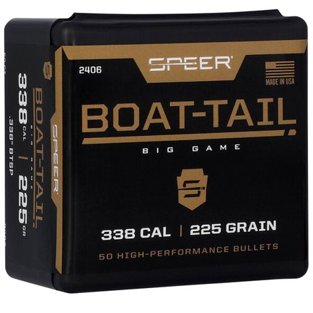 338 Caliber .338 Diameter 225 Grain Boat Tail Soft Point 50 Count