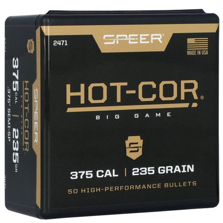 375 Caliber .375 Diameter 235 Grain Hot Cor Semi Spitzer 50 Count