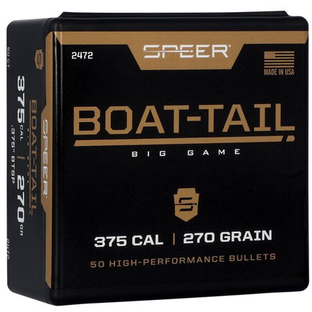 375 Caliber .375 Diameter 270 Grain Spitzer Boat Tail  Soft Point 50 Count