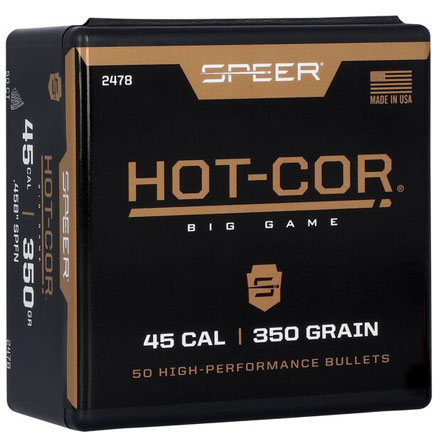 45 Caliber .458 Diameter 350 Grain Hot Cor Flat Nose Soft Point 50 Count