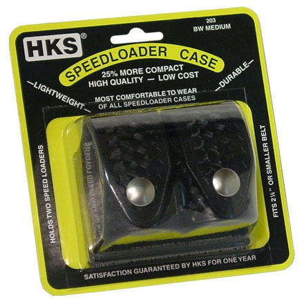 Basketweave Medium Double Speedloader Case Black Nickel Button