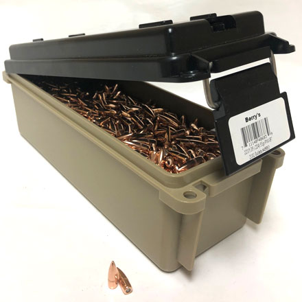 22 Caliber .224 Diameter 55 Grain FMJ Boat Tail with Cannelure with Ammo Can 2000 Count