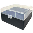 Hinged Top 100 Round Clear With Black Base