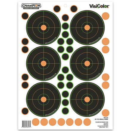 Adhesive 25yd Small Bore Target. 5pk w/ 90 Pasters