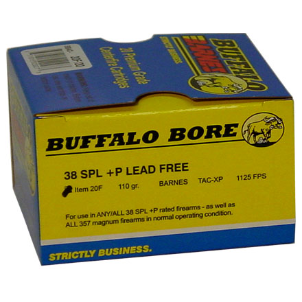 38 Special Plus P 110 Grain Barnes TAC-XP 20 Rounds by Buffalo Bore