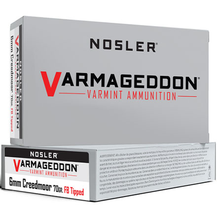 Nosler Varmageddon 6mm Creedmoor 70 Grain Flat Base Hollow Point 20 Rounds
