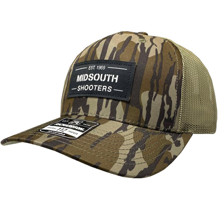 Richardson 112 Mossy Oak Bottomland Camo & Loden Green MeshTrucker Caps with Woven Midsouth Brand