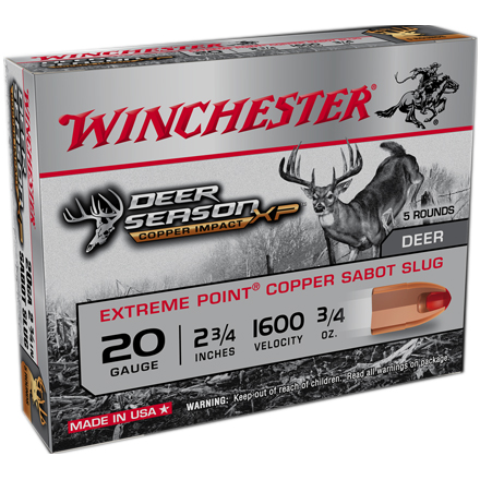 20 Gauge 2 3/4 3/4 oz Deer Season XP Copper Impact Sabot Slug 5 Rounds ...