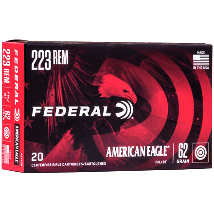 Federal American Eagle 223 Remington 62 Grain Full Metal Jacket Boat Tail 20 Rounds