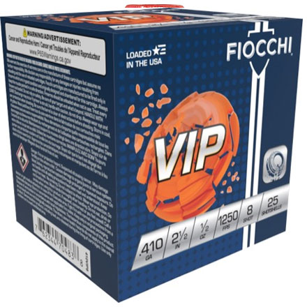 Fiocchi Exacta Target VIP 410 Gauge 2-1/2" 1/2oz #8 Shot 25 Rounds 1250fps