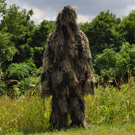 Camo Ghillie Suit Adult XLarge Jacket, Pants, Weapon Wrap and Removable ...