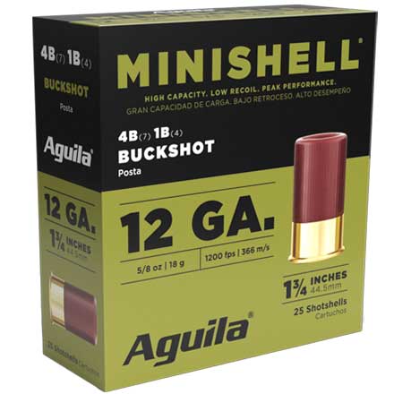 Aguila 12 Gauge Minishell  1-3/4" 5/8oz 1200 fps Buckshot 25 Rounds