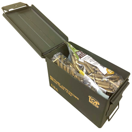 308 / 7.62 Mixed Premium Reconditioned Unprimed Rifle Brass 500 Count in FREE 50 Caliber Ammo Can