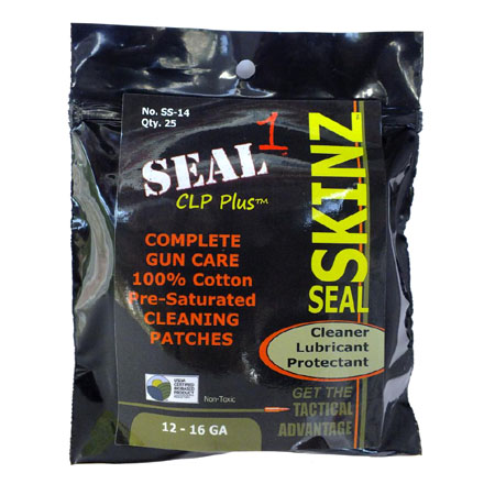 SEAL SKINZ Pre-Saturated Cleaning Patch 12-16 Gauge 25 Count