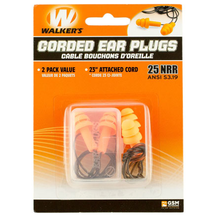 Passive Corded Ear Plugs - 2 Pack