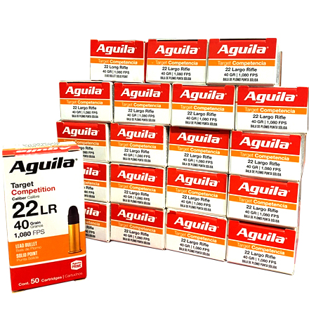 Aguila Target Competition 22 LR Standard Velocity Lead Solid Point 40  Grain(20 Boxes of 50 Rounds) by Aguila Ammunition