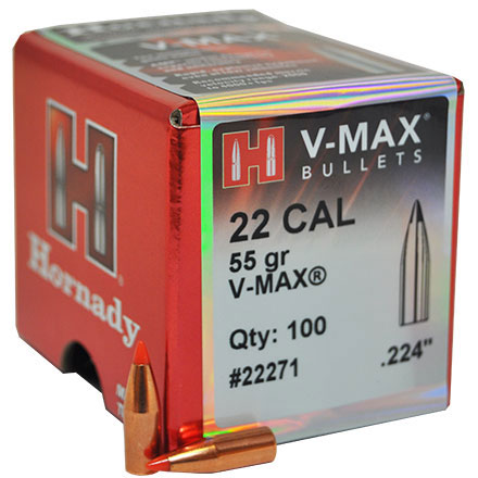 22 Caliber .224 Diameter 55 Grain V-Max 500 Count Sleeve