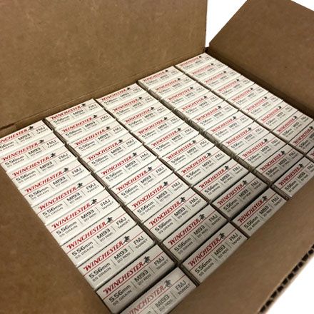 Winchester 5.56mm 55 Grain M193 Lake City Full Metal Jacket 1,000 Rounds (50 Boxes of 20 Rounds ea)