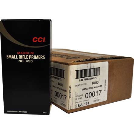 CCI #450 Small Rifle Magnum Primers 5000 Count Case