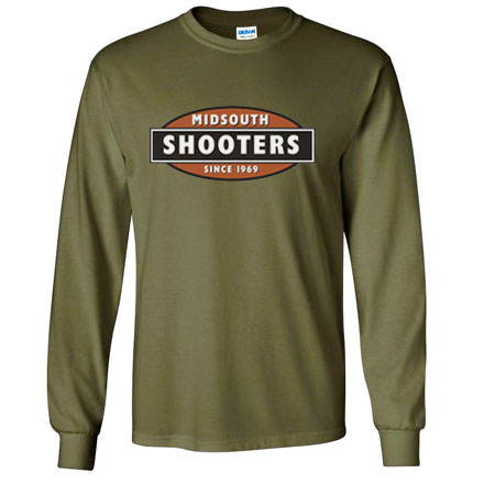 Long Sleeve Heavy Cotton T-Shirt With Midsouth Logo - Green