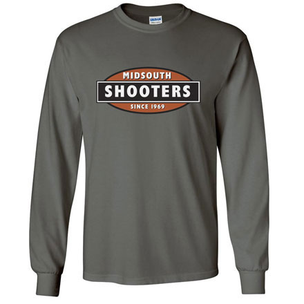 Long Sleeve Heavy Cotton T-Shirt With Midsouth Logo - Charcoal